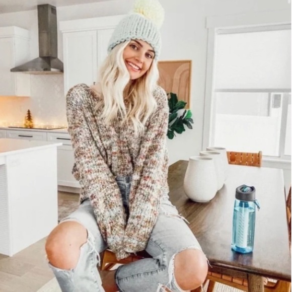 Free People Women’s Vneck Colorful Sweater - Picture 6 of 6